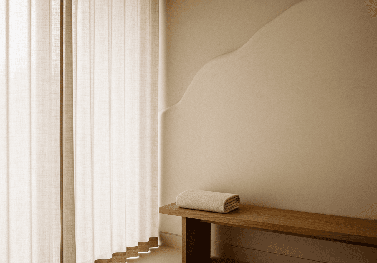 Daylight falling through the treatment room curtain